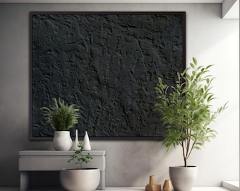 Arte de yeso texturizado negro: decoración de pared contemporánea hecha a mano