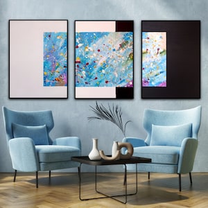 Jackson Pollock Inspired Wall Art Set: Abstract Expressionism, Three Piece