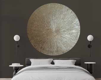 Gold wall decor, Giant wall art gold, Round wall hanging, Gold wall art, Round wall art, Wall decorations, Gold leaf wall art