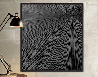 Texture wall art, Black wall art, Black large wall decor, Dimensional wall art, Plaster art, Textured wall art, Wabi sabi wall art.