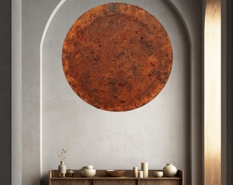 Handmade Brass Circle Wall Art: Rusty Industrial Decor