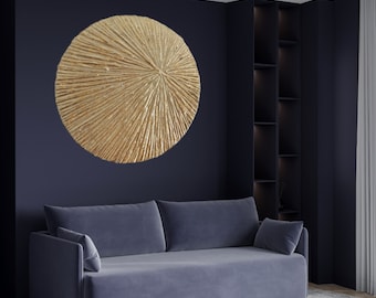 Textured Gold Metal Wall Art: Round Brass Wall Decor