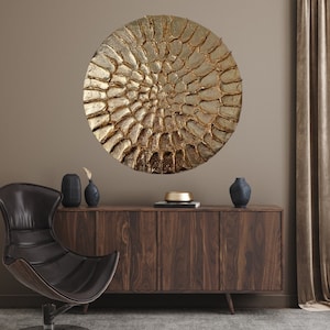 Brass wall art, Round wall art, Gold wall decor, Circle wall art,  Texture wall art, Flower painting, Geometric wall art