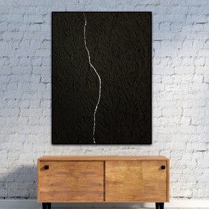Black Kintsugi Wall Art: Japanese WabiSabi Plaster Artwork