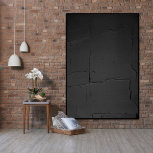 Peinture Minimaliste, Tableau Noir, Peinture sur Bois, Decoration murale bois, Deco Maison, Art Minimaliste, Peinture 3d, Art Commission