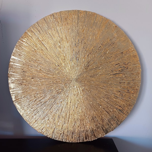 Ronde muurkunst, Gouden muurdecor, Cirkelmuurkunst, Cirkelmetaalmuurkunst, Metaalmuurdecor, Gouden muurkunst, Klein schilderij, Wanddecoraties,