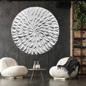 Textured Circle Wall Art: Handmade Plaster 3D Wall Hanging