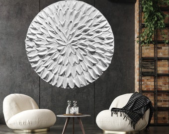 Textured Circle Wall Art: Handmade Plaster 3D Wall Hanging