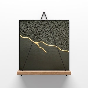 Black Plaster Kintsugi Wall Art: Gold Accent Painting