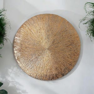 Tableau rond, Gold deko, Dorure, Peinture originale, Tableau 3d, Decoration murale, Tableau peinture