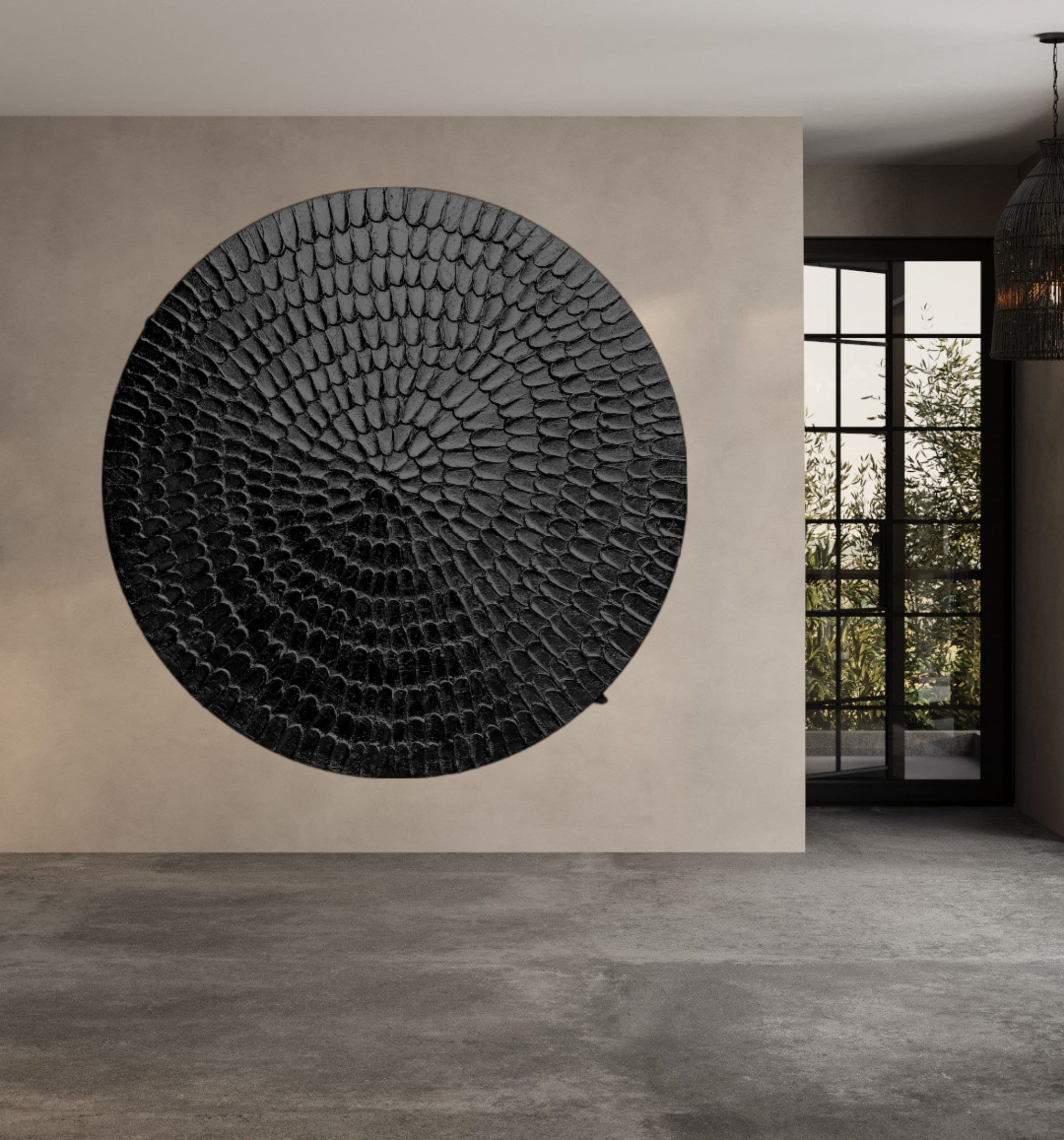 Round Wall Art, Black Wall Art, Circular Wall Art, Textured Art ...