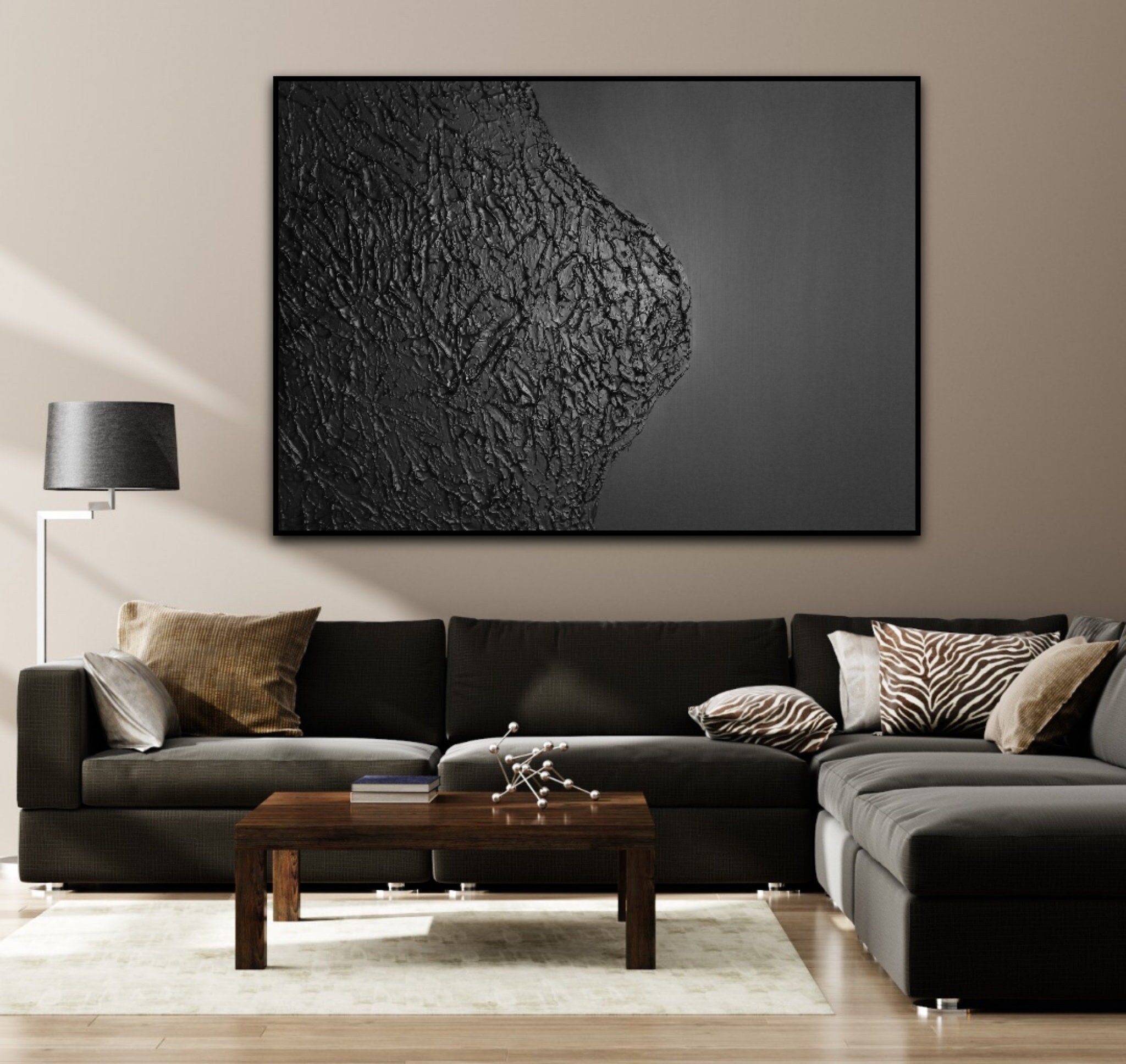 Black Wall Art Plaster Art Dimensional Wall Art Textured Art Extra Large Wall Art Minimal Art Large Black Wall Decor Etsy