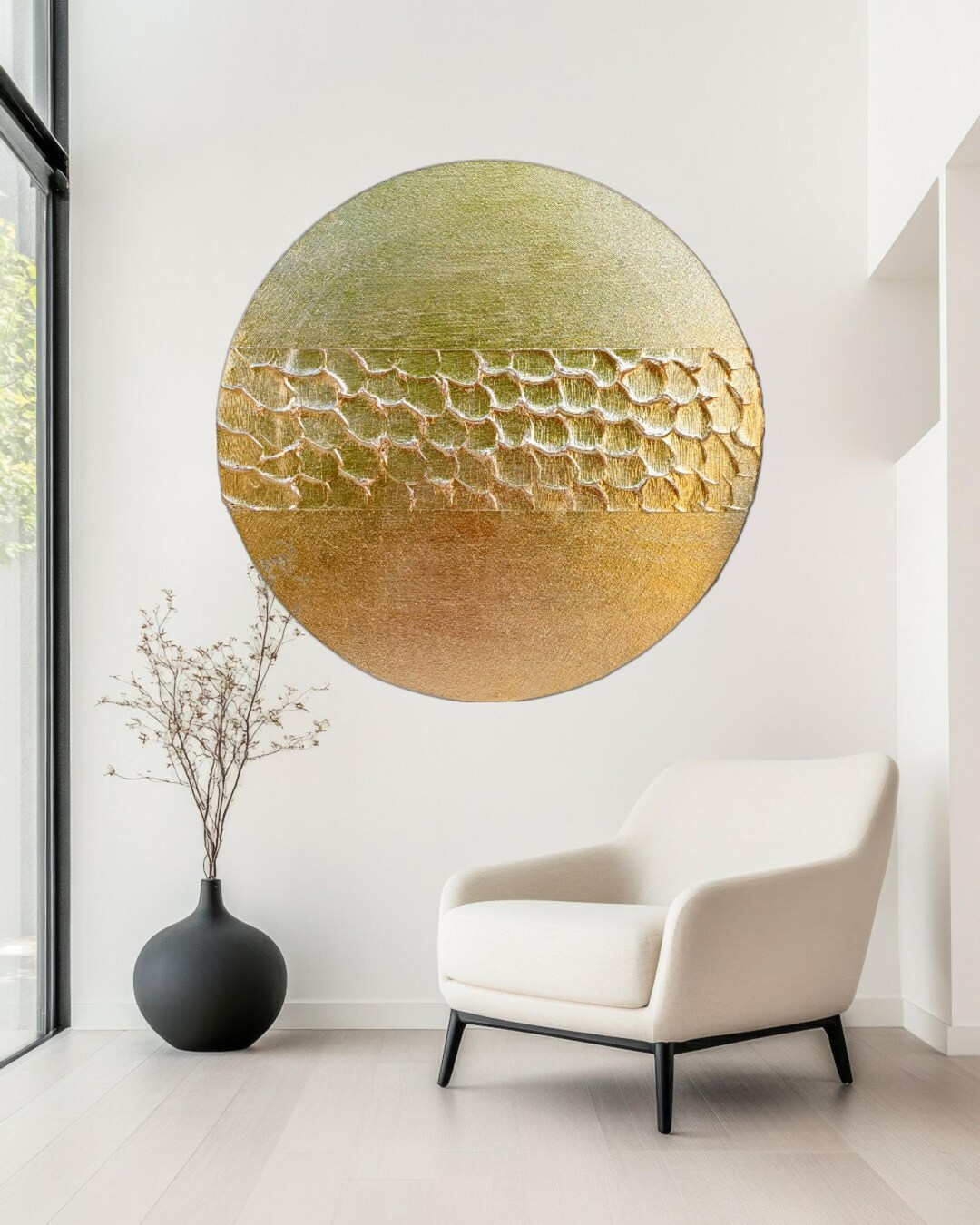 Gold Wall Decor, Round Wall Art, Large Metal Wall Art, Brass Decor ...