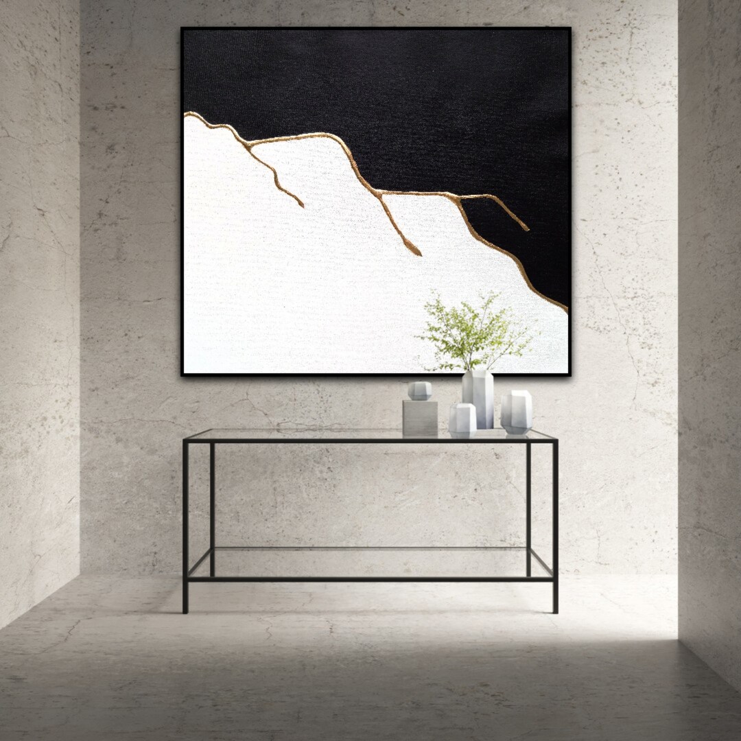 Gold and Black Wall Art, Japandi Wall Art, Black and White Wall Art