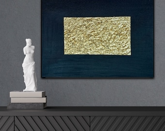 Tableau 3d, Peinture doree, Tableau peinture abstrait, Tableau doree, Or, Peinture originale, Peinture sur toile