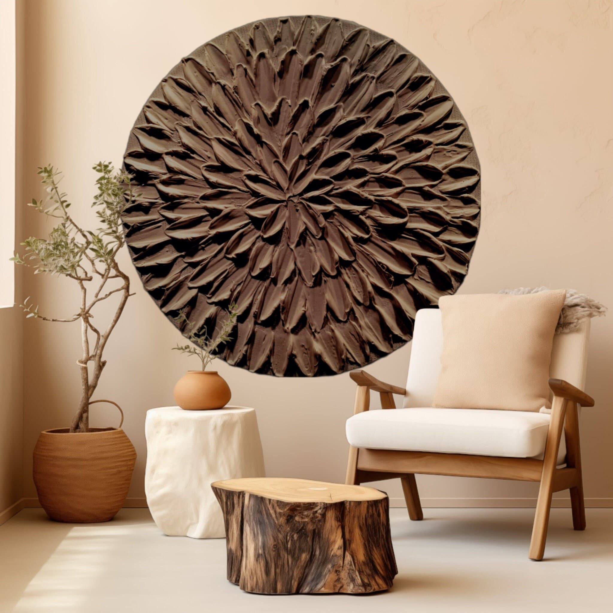 Brown Wall Decor, Round Wall Art, Wabi Sabi Wall Art, Earth Tone Wall