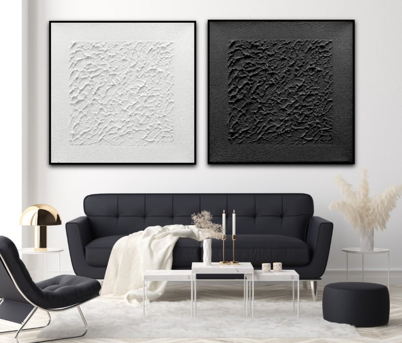 Black and White Wall Art, Artwork 2 Piece, Minimalist Wall Art