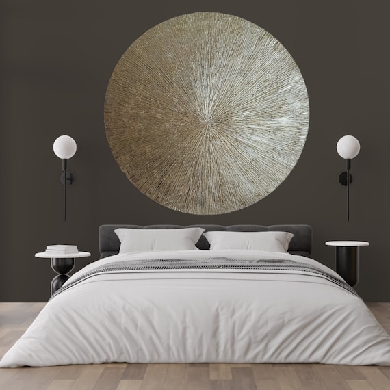 Gold wall decor, Giant wall art gold, Round wall hanging, Gold wall art, Round wall art, Wall decorations, Gold leaf wall art