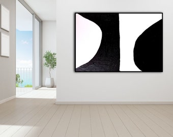 Minimal art, Large black and white wall art, Boho wall art, Extra large wall art, Black and white abstract wall art, Minimalist wall art