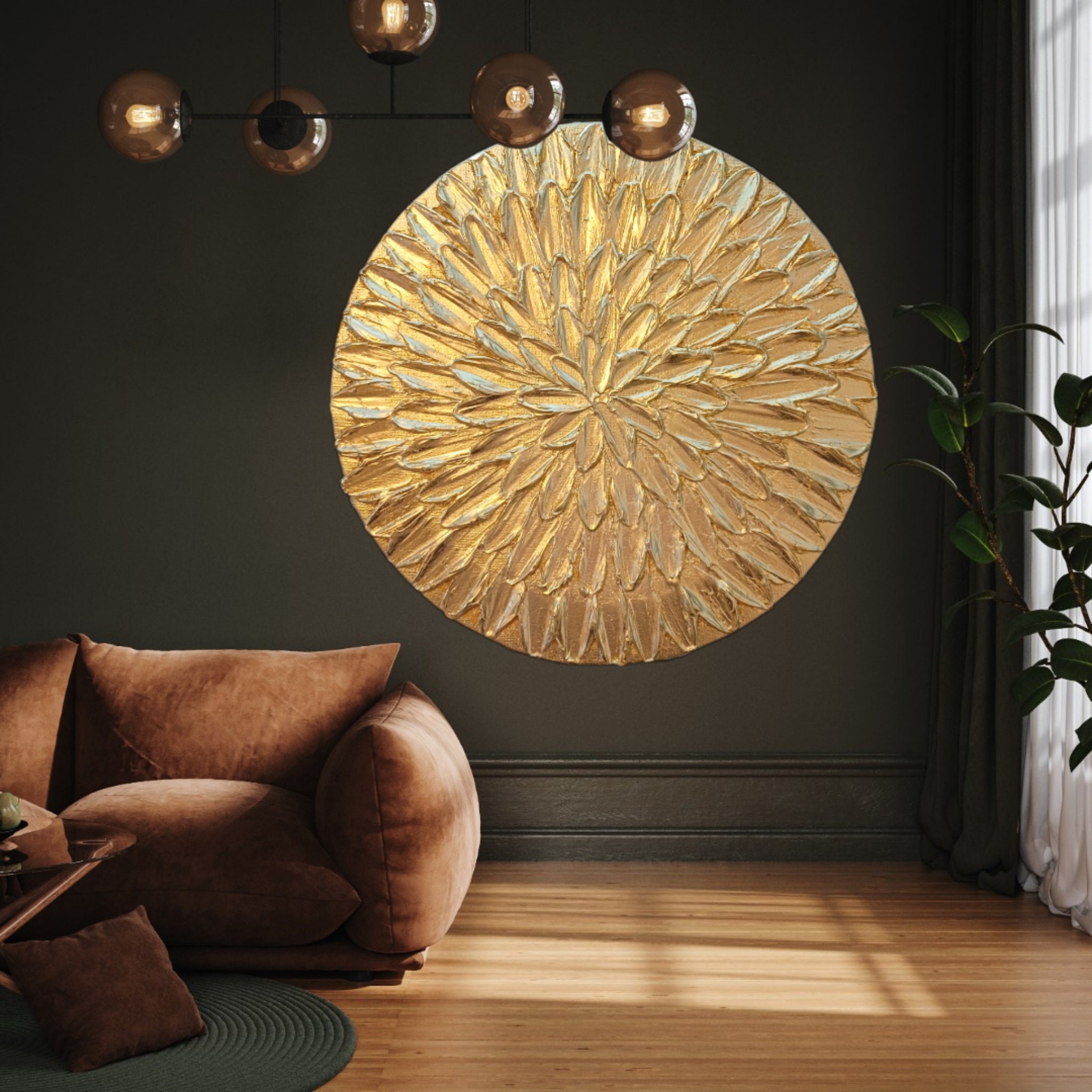 Goldene Wandskulpturen - 2er Set Moderne 3D Wanddekoration