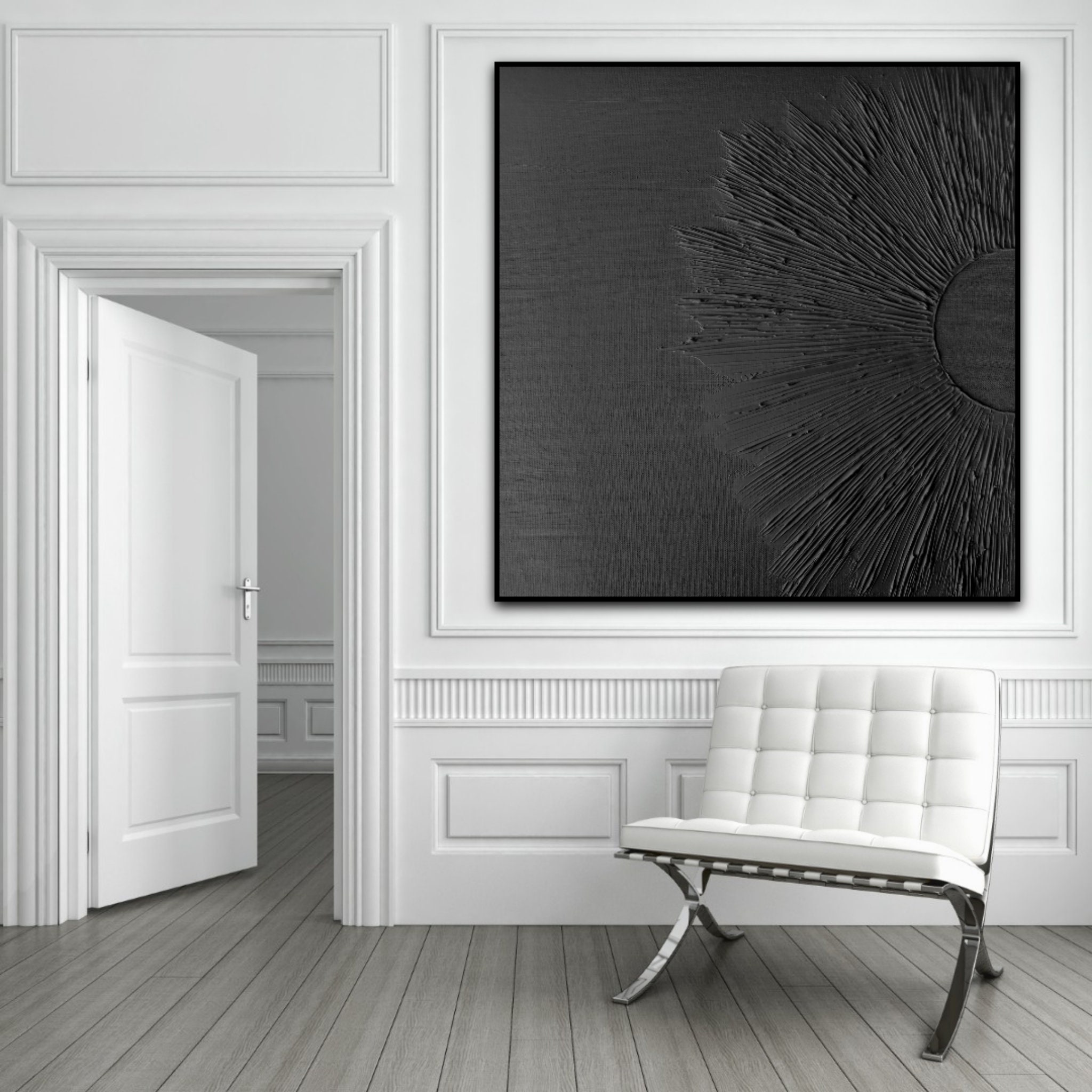 Black Textured Wall Art, Black Wall Decor, Plaster Wall Art, Extra