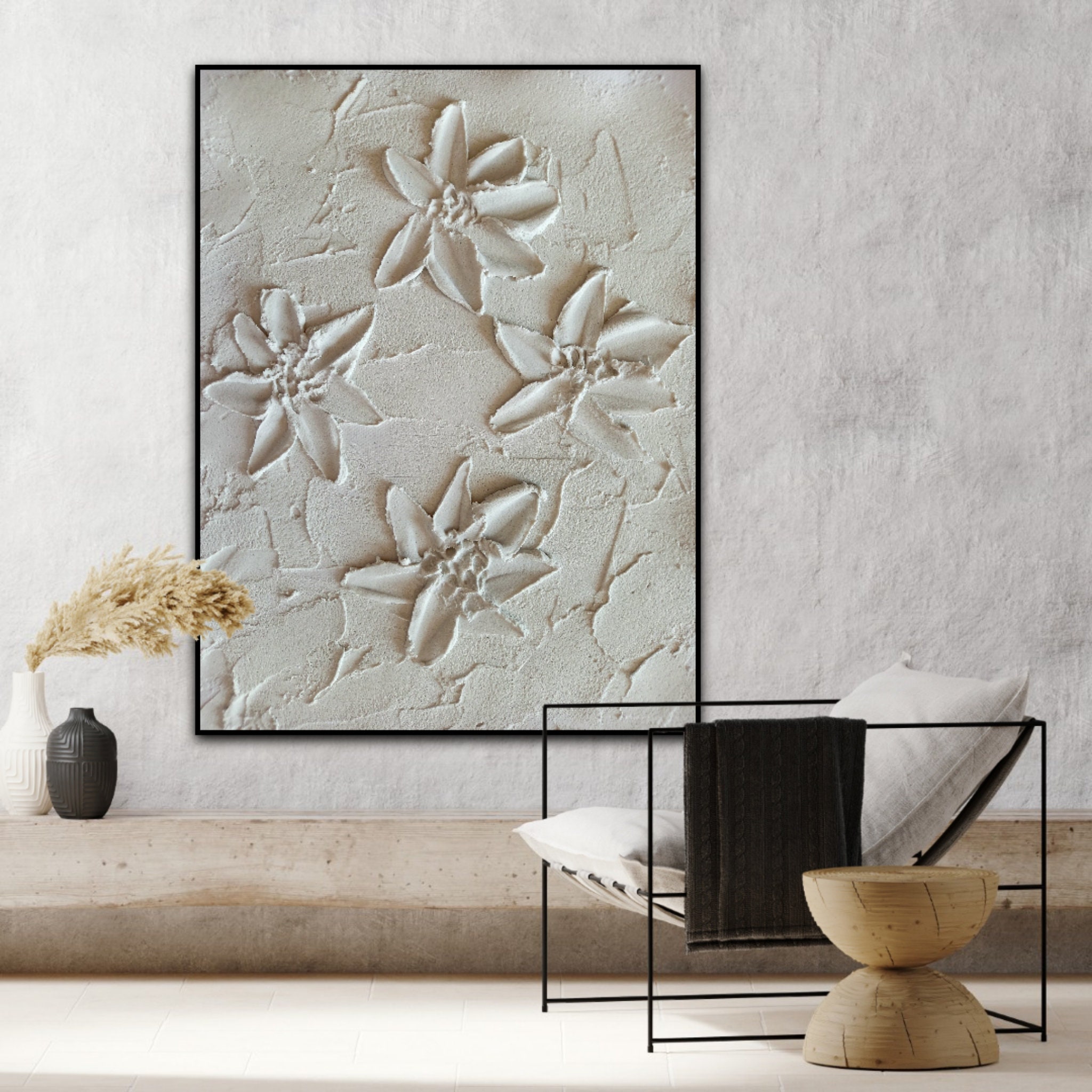 Sculptural Wall Art, Floral Wall Art, Plaster Art, Plaster Wall Art