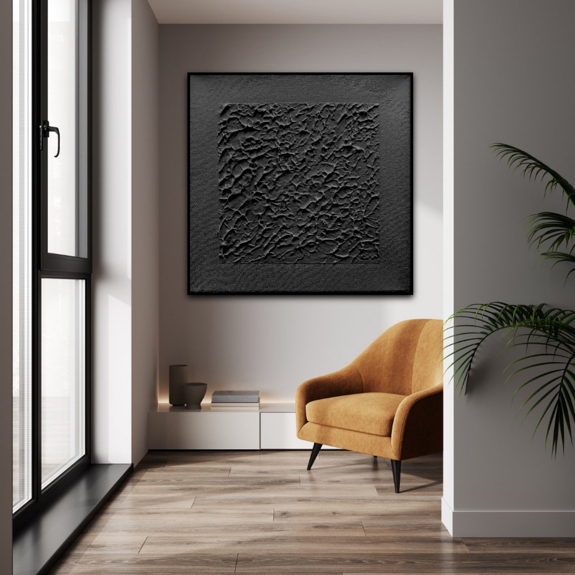 Wabisabi, Wabi Sabi Wall Art, Large Black Textured Wall Art, Black ...