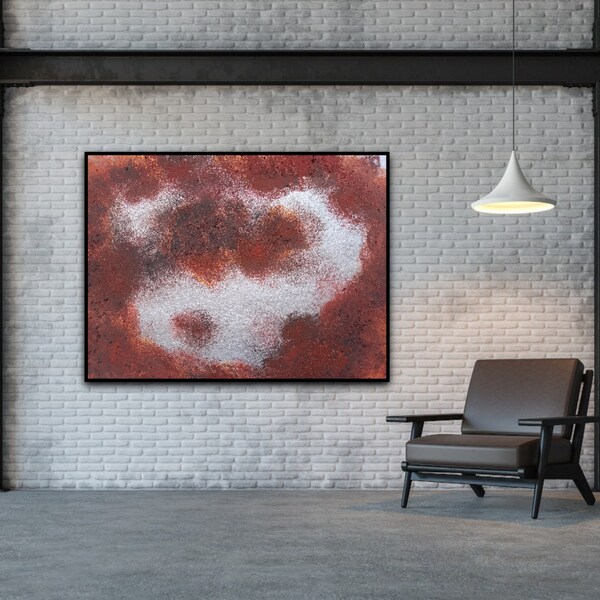 Rostbild, Industrial mobel, Metall Wandkunst, Bilder wohnzimmer, Echtem rost, Industriemobel, Rot, minimalistische kunst