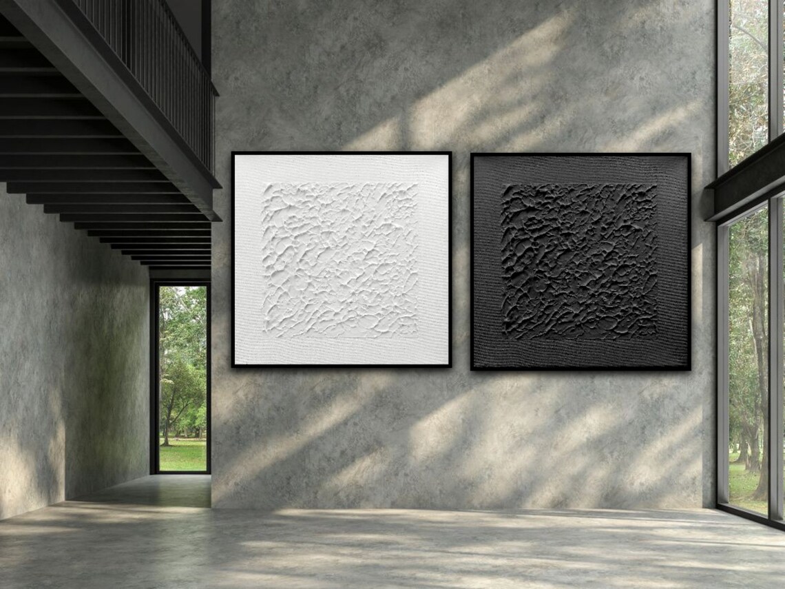 Black and White Wall Art Artwork 2 Piece Minimalist Wall - Etsy