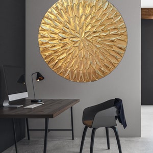 Round Wall Art, Gold Room Decor, Circular Wall Art, Round Metal Wall ...