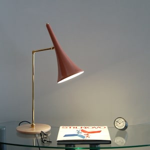 Table Lamp - Brass / Marble - PINK Color - STILNOVO Style