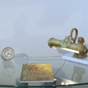 Antique Table / Wall Lamp - Brass and Carrara Marble - Italy 1920 / 40