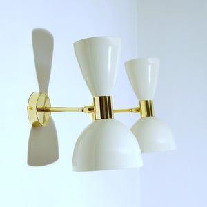 Applique / Wall Sconce - Metal and Brass - WHITE Color - STILNOVO Style