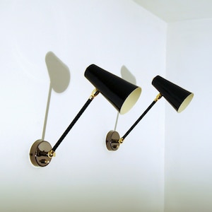 Applique / Wall Lamp ARTICULATED with Switch - Metal and Brass - BLACK Color