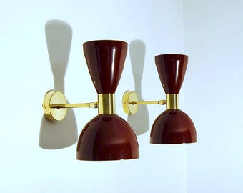 Applique / Wall Sconce - Metal and Brass - Dark PURPLE Color - STILNOVO Style