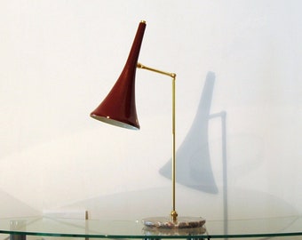 Table Lamp - Brass / Marble - Dark PURPLE Color - STILNOVO Style