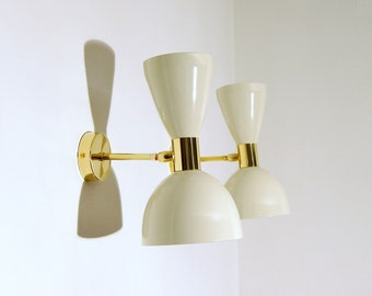 Applique / Wall Sconce - Metal and Brass - WHITE Color - STILNOVO Style