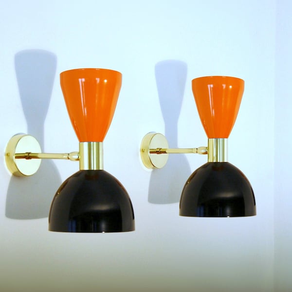 Applique / Wall Lamp - Metal and Brass - ORANGE / BLACK Color - Deyroo