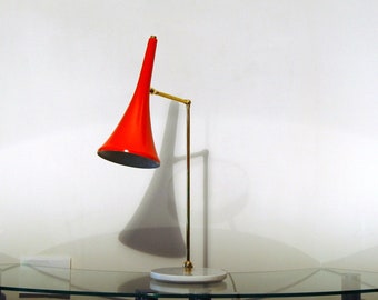 Table Lamp - Brass / Marble - RED Color - STILNOVO Style