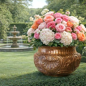 Antieke koperen jardinière - 19e eeuw
