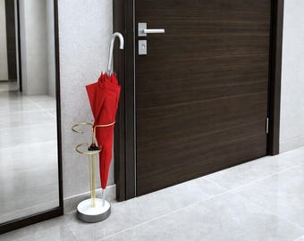 Elegant Umbrella Stand - Metal and Brass - Bauhaus 1950s