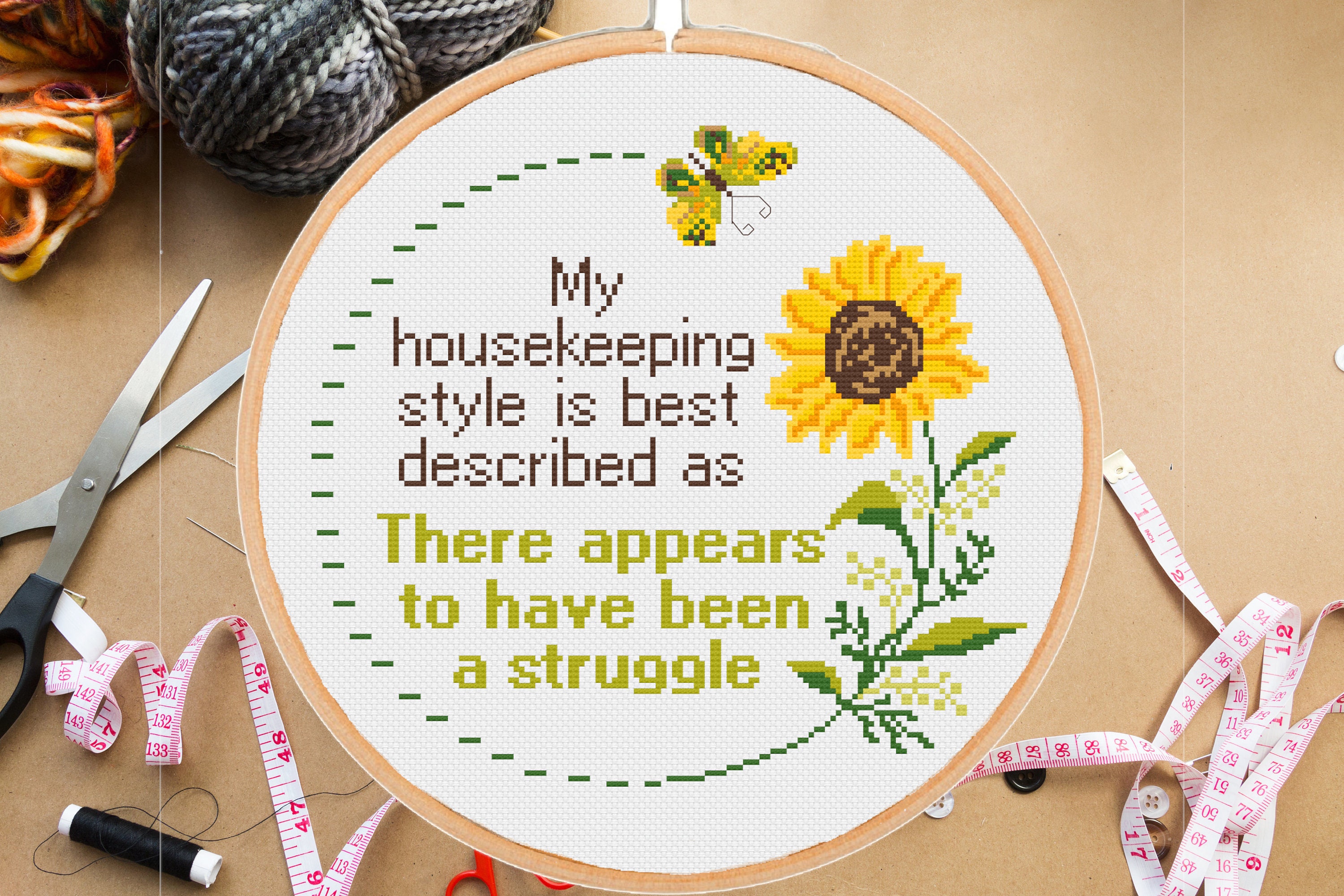 Funny Cross Stitch Pattern My Housekeeping Style Struggle Etsy