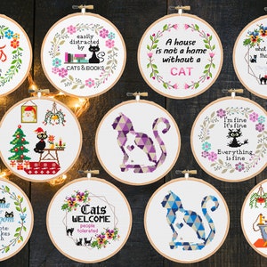 Set 1 of 11 funny cross stitch patterns with Cats Snarky Cat Bundle Sassy - Instant Zipp file Download