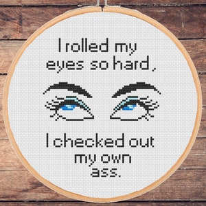 Funny Sarcastic Cross Stitch Pattern: Rolled My Eyes (PDF Download)