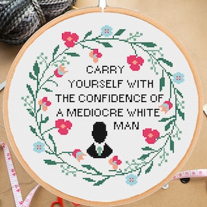Feminist Cross Stitch Pattern: Confidence Quote Embroidery (PDF Download)
