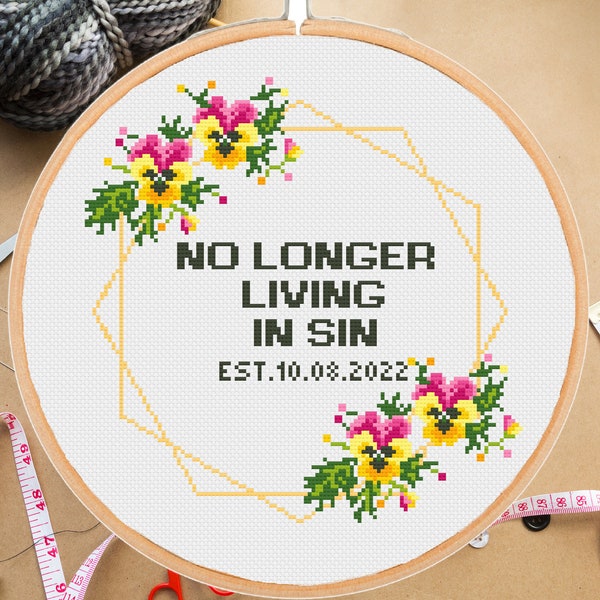 Patrón de punto de cruz para una boda sarcástica: DIY floral atrevido (Descarga PDF)