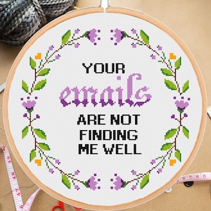 Snarky Floral Cross Stitch Pattern: Funny Office Decor (PDF)