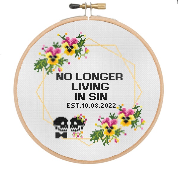 Snarky Wedding Cross Stitch Pattern: Funny Skull Head Customizable Floral  Personalized Easy Beginner level Modern Design (PDF Download)