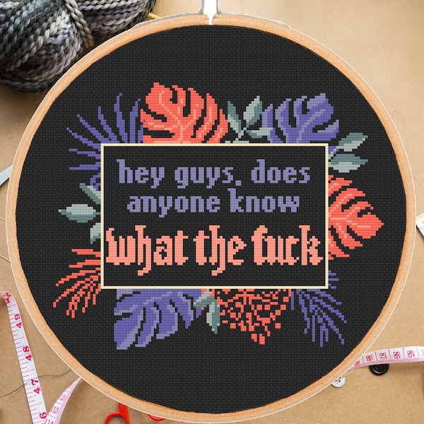 Adult cross stitch pattern WTF Sarcastic Snarky Subversive Modern #417# -instant pdf download