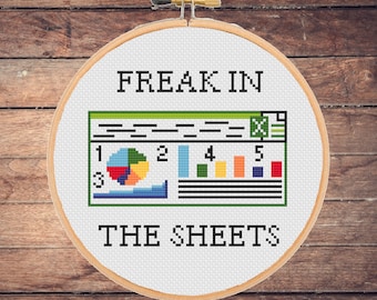 Funny office Accountant cross stitch pattern Freak In The Sheets Excel Data Analyst Tax Season gift Assistant Coworker Manager - instant pdf